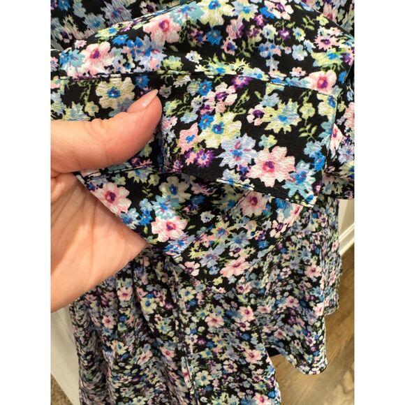 NWT Neon & Nylon Asymmetrical Floral Poplin Blouse Size L • Modern Chic - Picture 7 of 9